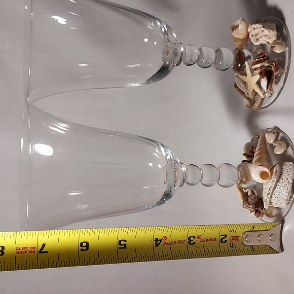 Handmade Shell Art Water Wine Glasses Set of 2 - Picture 5 of 6